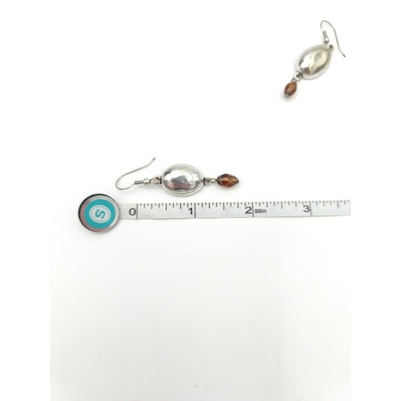 Vintage Faux Amber Rhinestone Silver Tone Dangle Bib Necklace & Earrings Boho - Picture 8 of 8